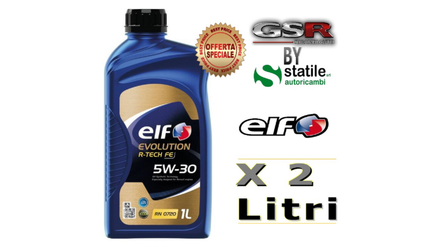 2 Litri Olio-Lubrificante Elf 5w30 Evolution R-Tech Fe Lt.1